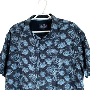 Nat‎ Nast Luxury Originals Mens Silk Hawaiian Shirt L Blue Button Up S/S Floral